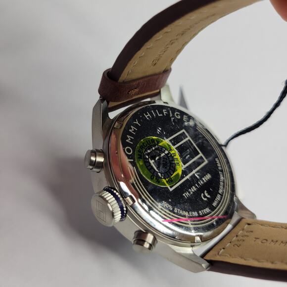 Tommy Hilfiger Men's Chronograph Brown Leather Strap Watch 46mm NEW - Picture 11 of 13